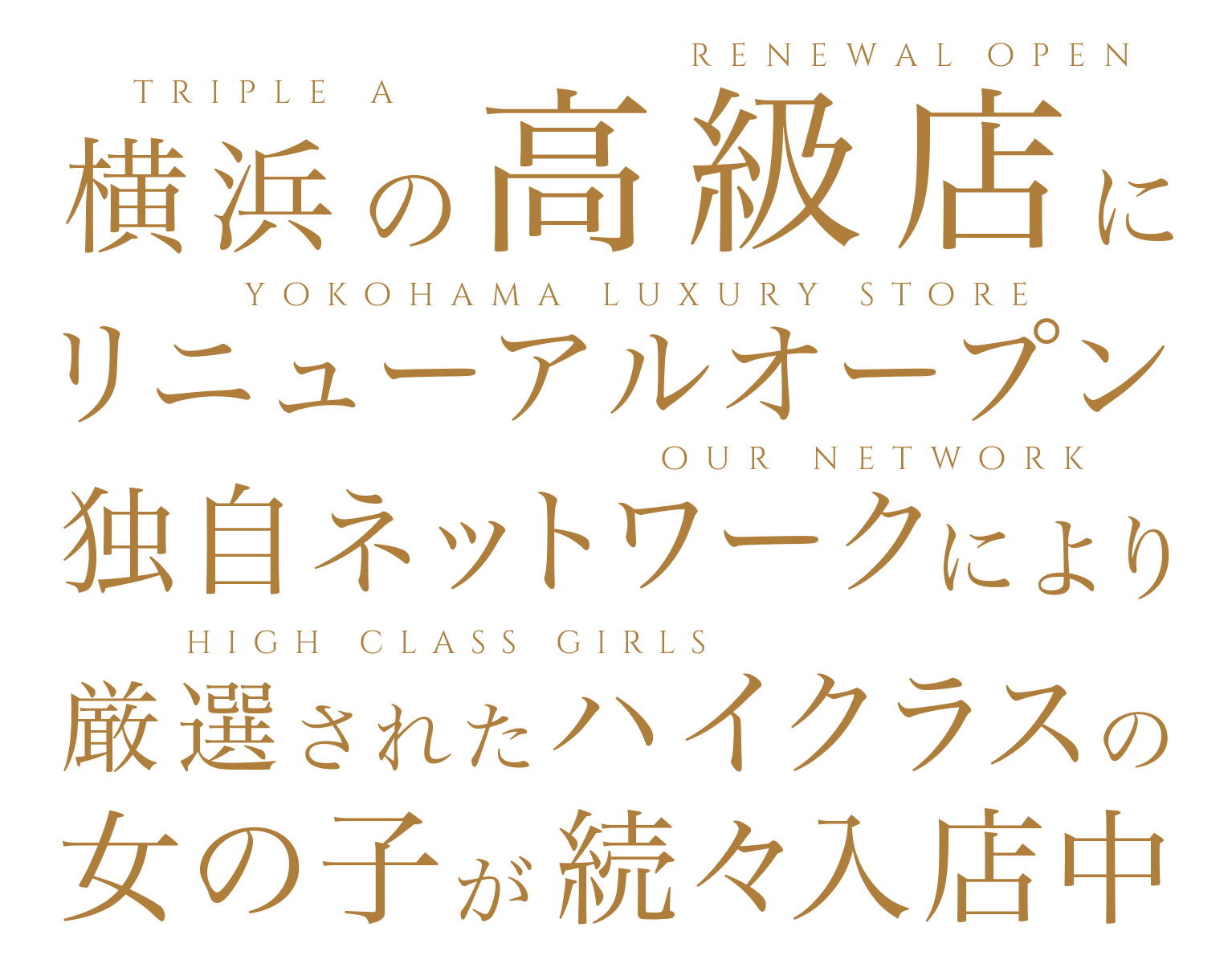 横浜の高級店にリニューアルオープン 当グループ独自ネットワークにより　厳選されたハイクラスの女の子が続々入店中